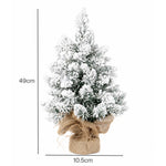 Santaco Christmas Tree Mini 49cm Snow Flocked PVC LED Tabletop Desk Xmas White