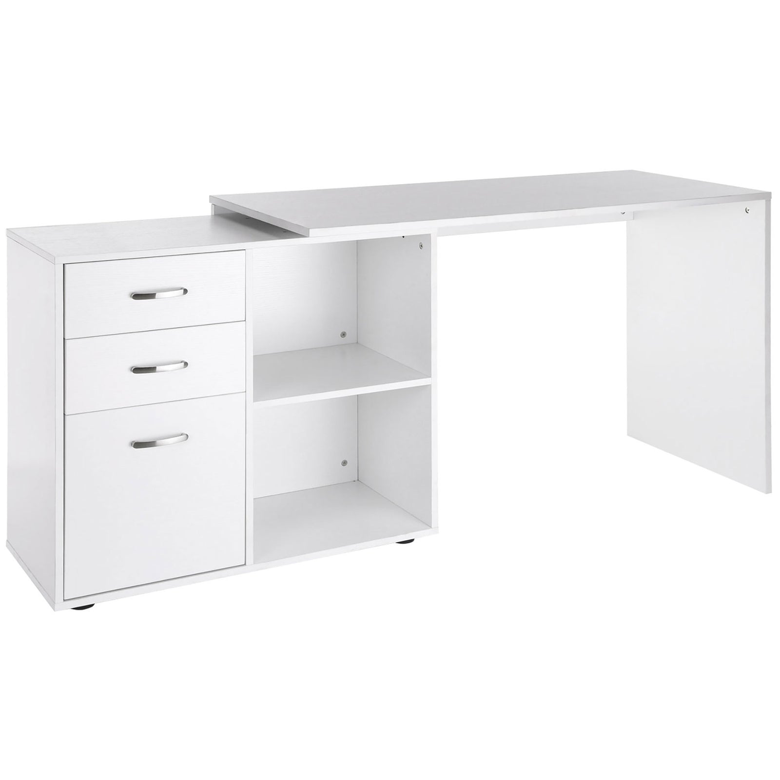 Computer Desk Table Workstation L Shape Drawer Shelf File | White