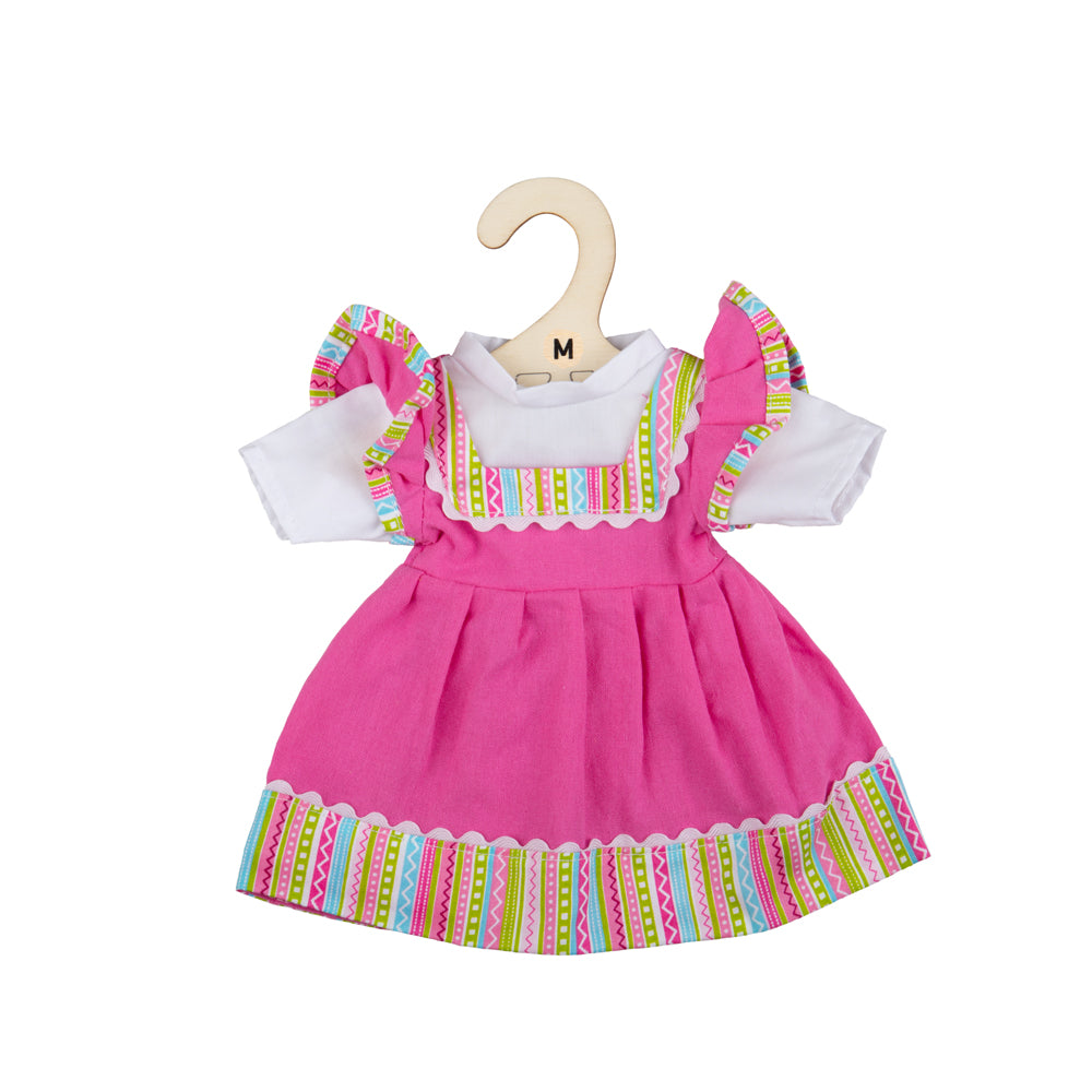 Pink Dress with Striped Trim for Medium Ragdolls