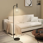 Modern Floor Lamp With Glass Lampshade, Foot Switch For Living Room | Black