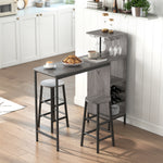 HOMCOM 3 Pieces Dining Room Set, 6-tier Dining Table And Stools, Natural