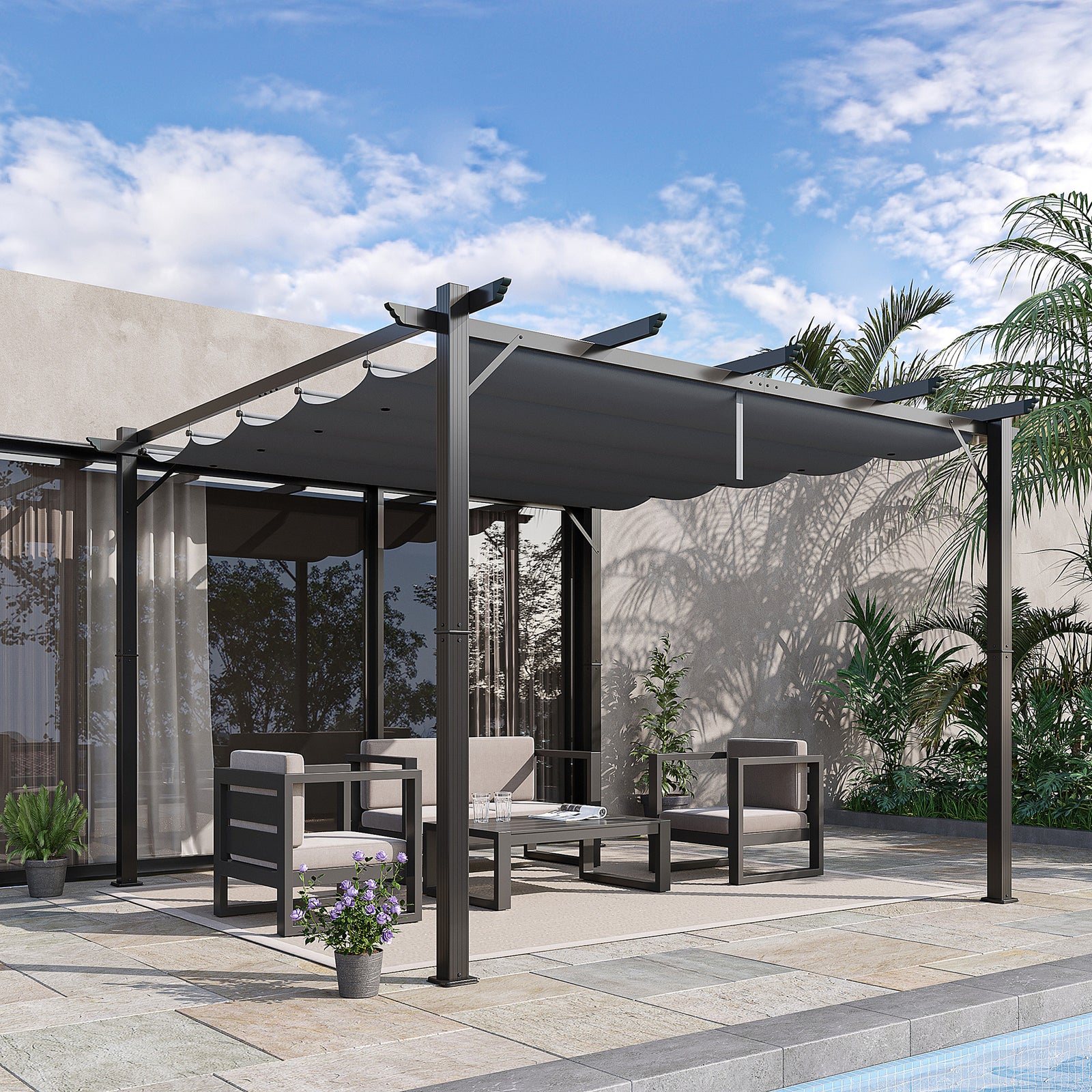 3x3(m) Pergola Gazebo Sun Shade Shelter Aluminium Canopy