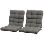 2pc Outdoor Seat Cushion With Backrest, Ties, For Garden | Charcoal Gray