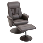 Pu Leather Armchair And Footrest Swivel Recliner W/ Ottoman | One Size | Brown