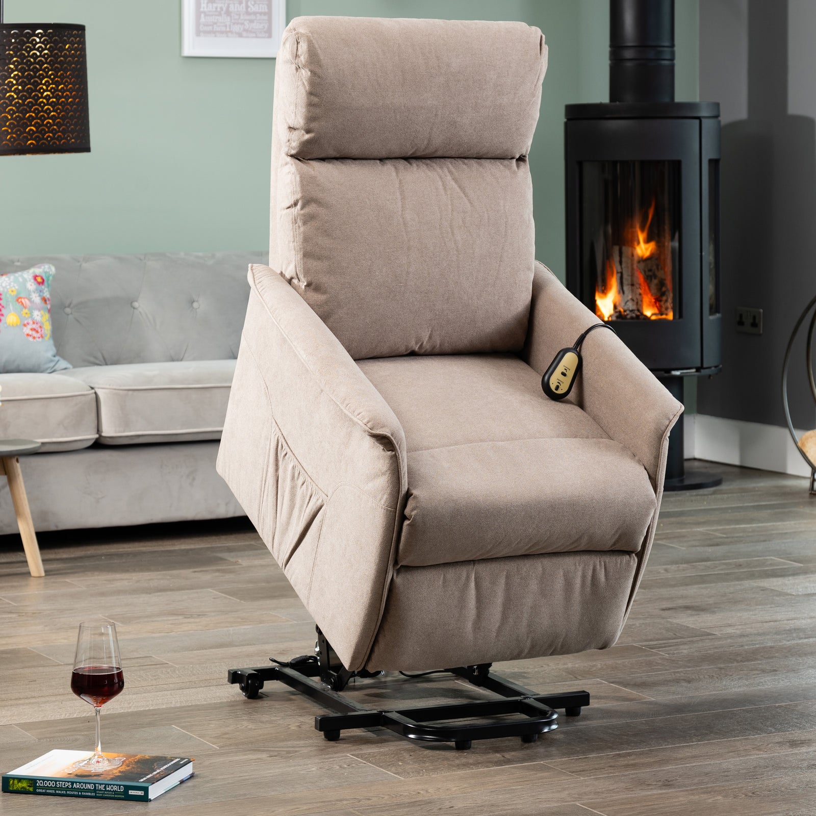 Milan Electric Lift Assist Rise And Recline Chair | Cappuccino