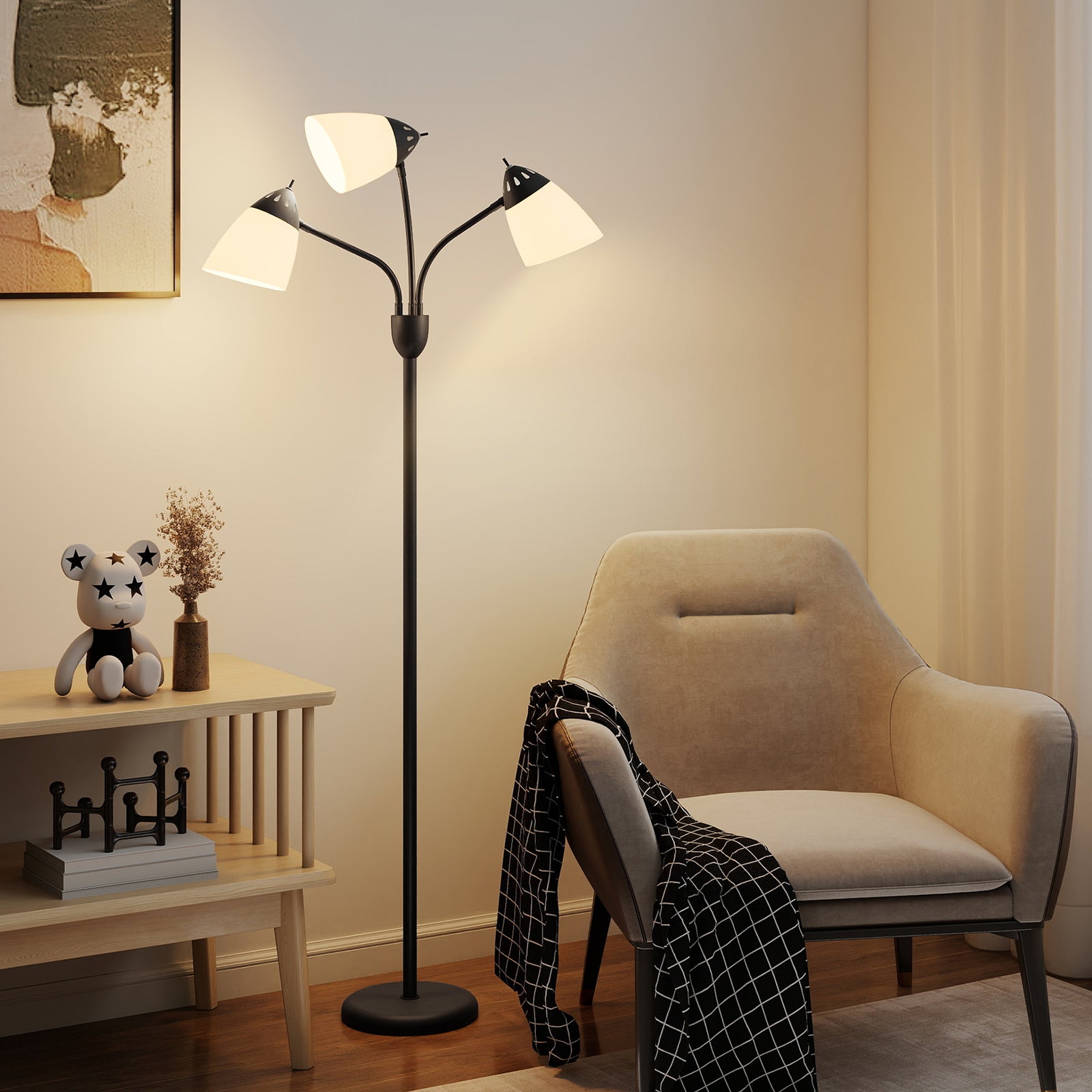 HOMCOM Arc Tree Floor Lamp With 3000k/4500k/6500k Colour Temperatures Black