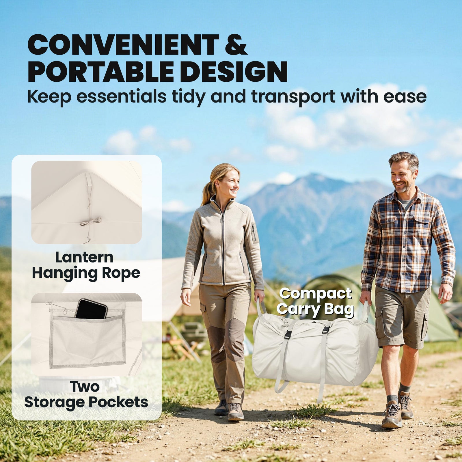 Inflatable Tent Waterproof For 2-4 Person | Beige