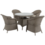 5 Pieces Outdoor Pe Rattan Dining Set W/ Hole