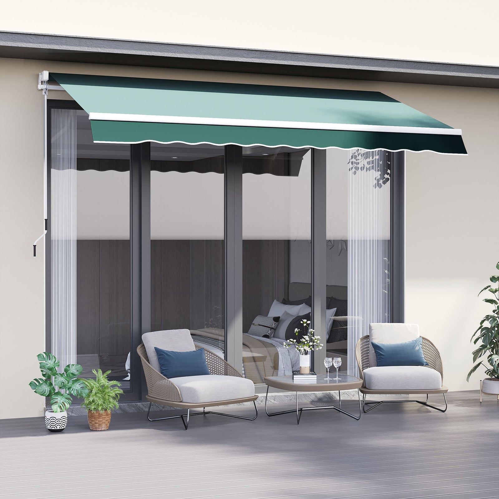 2.5x2m Garden Patio Manual Awning | Green