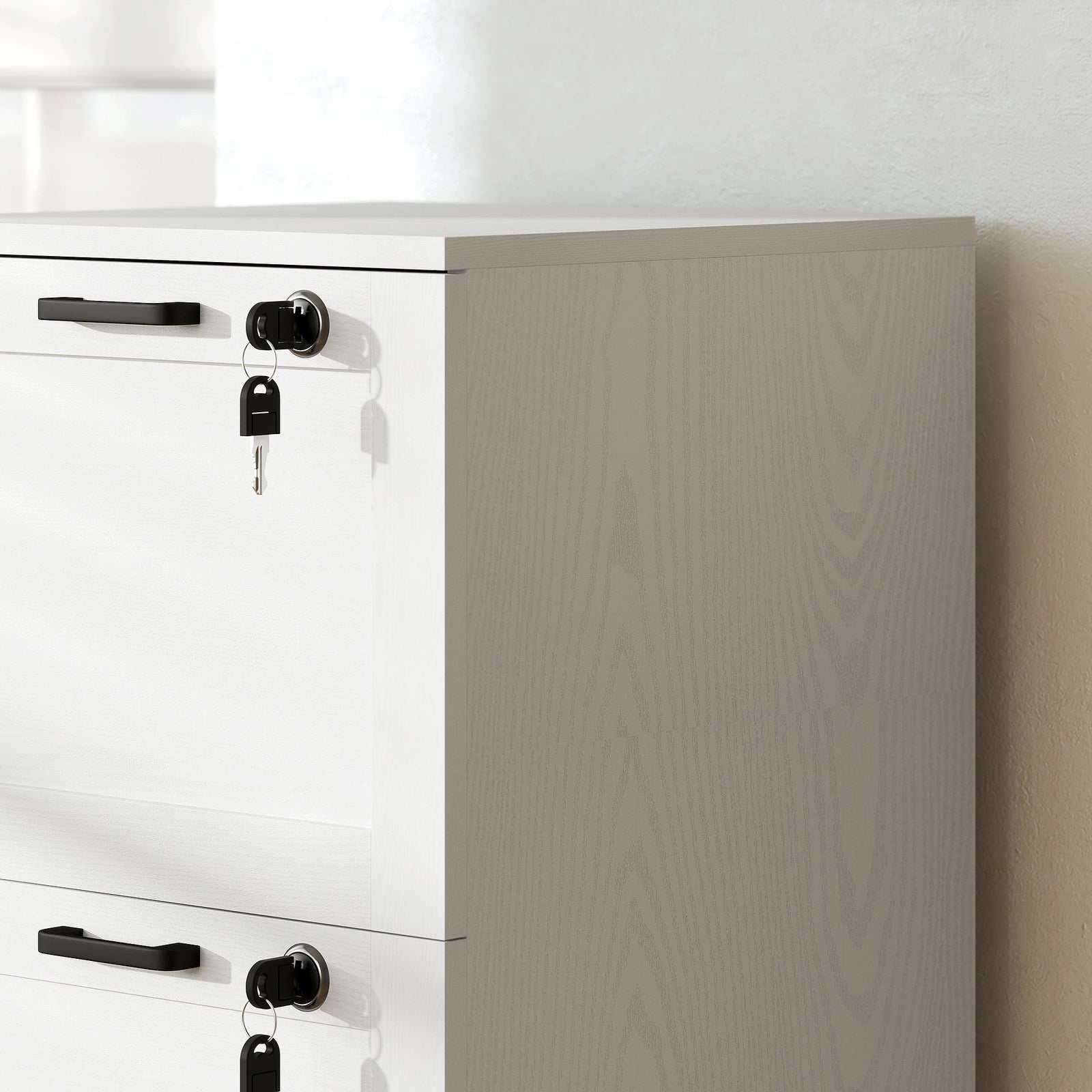 3-drawer File Cabinet, Lockable Filing Cabinet For A4 Letter, White