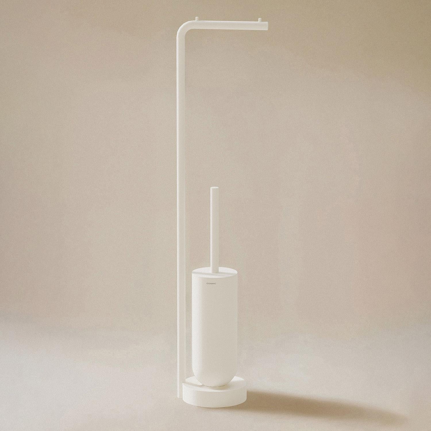 Toilet Brush With Toilet Roll Holder, Matt White, Geyser Collection | Matte White