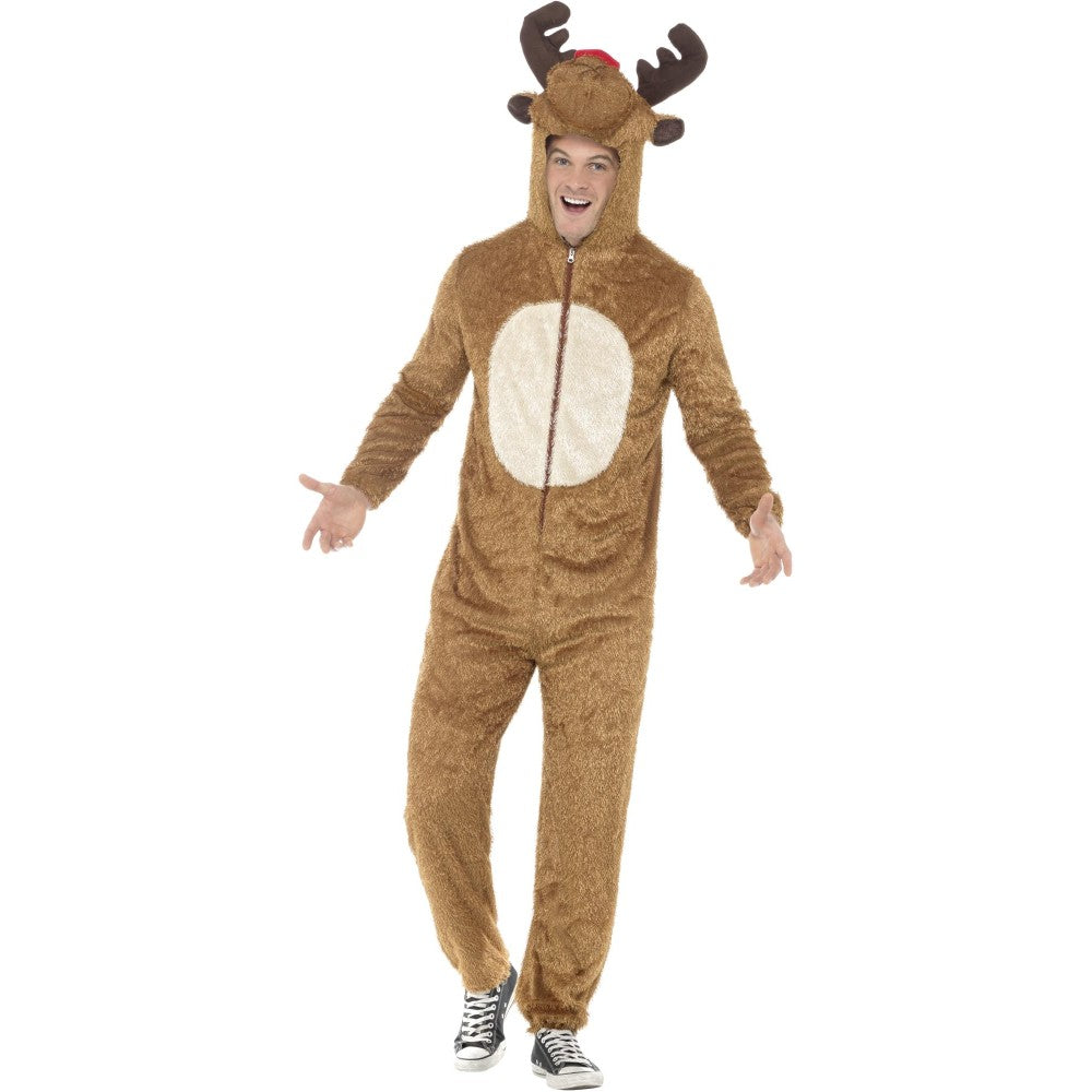 Reindeer Costume, Brown, With Hooded Jumpsuit | Large