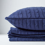 Combed Cotton Cable Knit Throw | 150cm x 200cm | Navy Blue