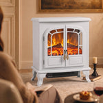 Free Standing Electric Fireplace Stove Led Fire Flame Effect | White