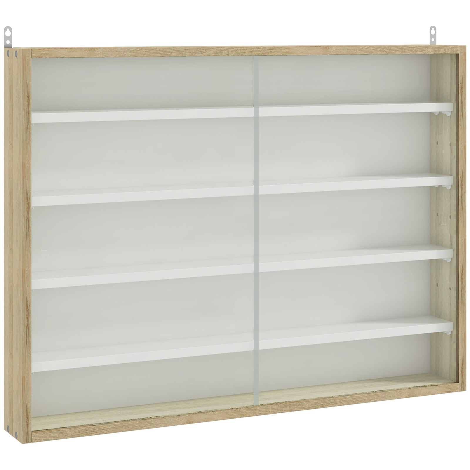 5-tier Wall Display Shelf Unit Cabinet Shelves Glass Doors | One Size | Natura