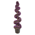 120cm Pair Of Purple Large  Spiral Topiary Trees With Decorative Planters