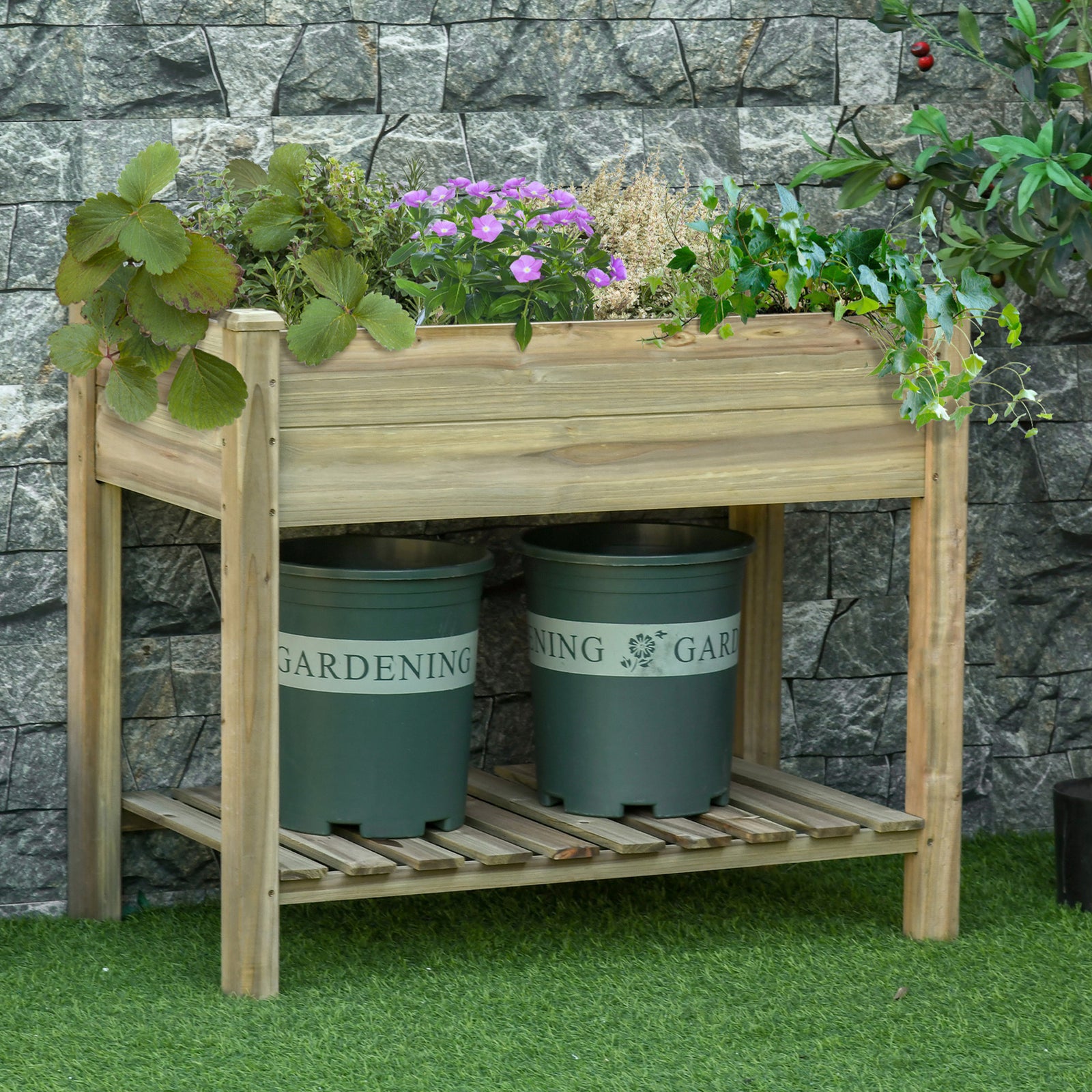 Raised Garden Bed With Legs And Shelf
