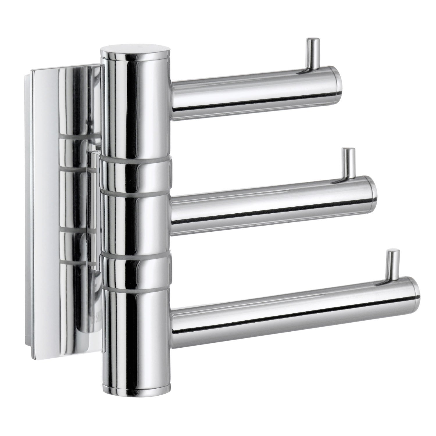 Polished Chrome Triple Swivel Swing Arm Towel Hooks | Polished Chrome