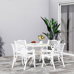 Set Of 5 Retro Garden Bistro Set Cast Aluminium With Cushions | Set of 5 | White