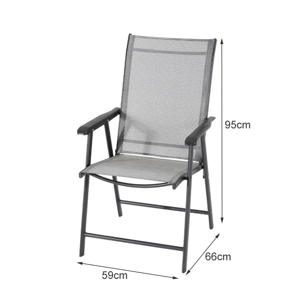 Foldable Chairs With Metal Frame & Fabric Seat – Set Of 2 Or 4 | Set of 4 | Black
