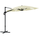 3(m) Garden Parasol W/ Lights, Crank Handle & Cross Base | Cream