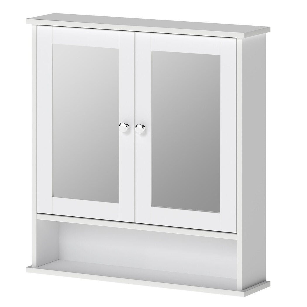 Bathroom Mirror Cabinet Storage Toilet Cupboard Wall Mounted Shelves | White