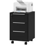 Modern 3-drawer Locking File Cabinet Mobile Filing Cabinet | Black
