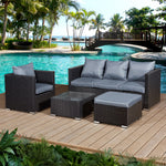 Acorn Rattan 5 Seat Lounge Sofa Set | Black