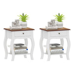 Bedside Tables Set Of 2, Bedside Cabinets With Drawer, Shelf, White