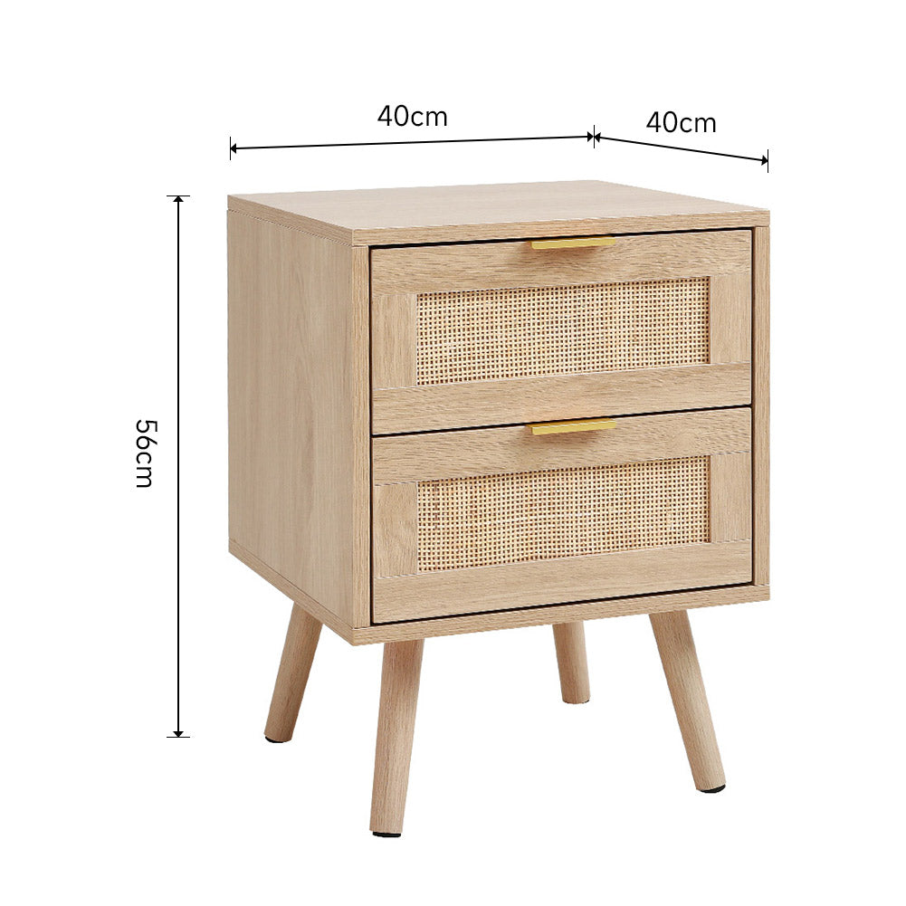 Direct 2 Pack Wood And Rattan Side Cabinet