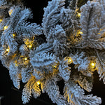 60cm Premium Mixed Branch Prelit Snow Flocked Christmas Wreath - With Timer