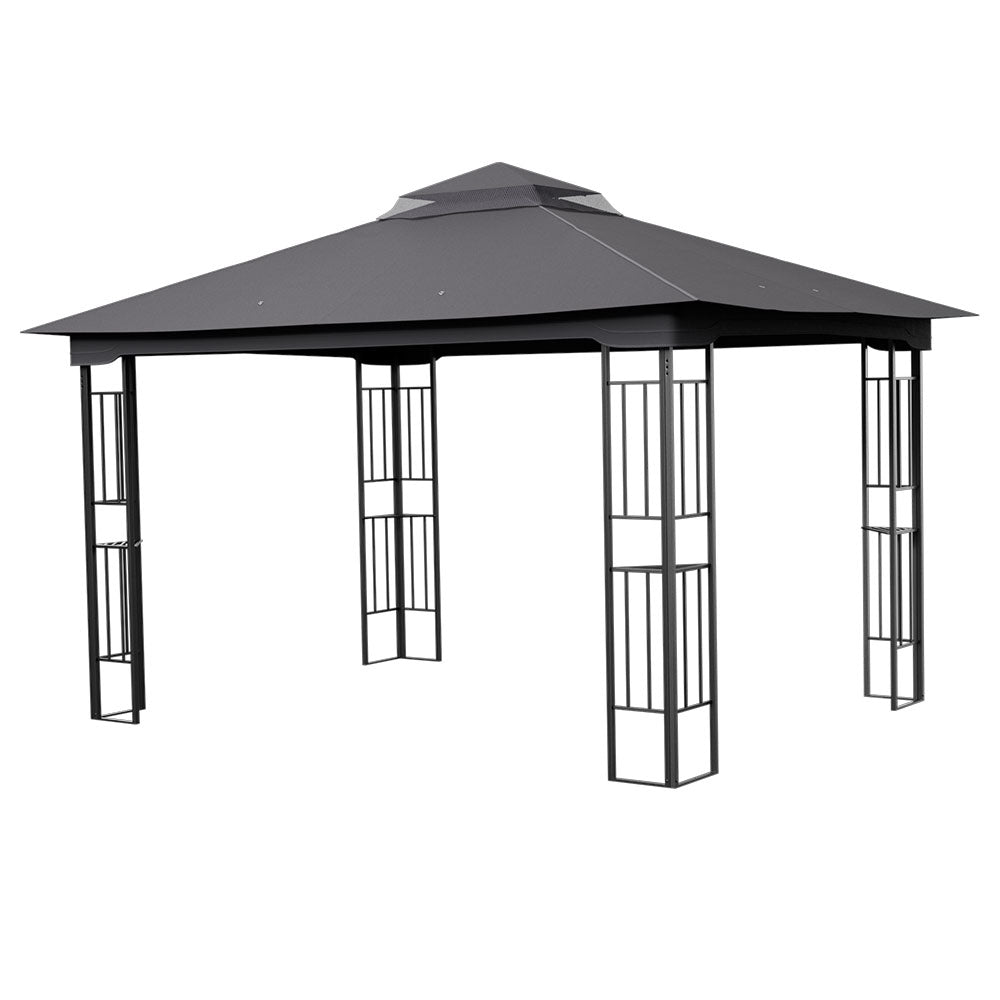 395cm X 295cm Outdoor Garden Gazebo With Ventilated Roof And Mesh Curtains,steel Frame Patio Shelter & Pa-coated Polyester Canopy For Backyard And Parties