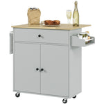 Kitchen Island With Drop Leaf, Rolling Kitchen Storage Trolley | Grey