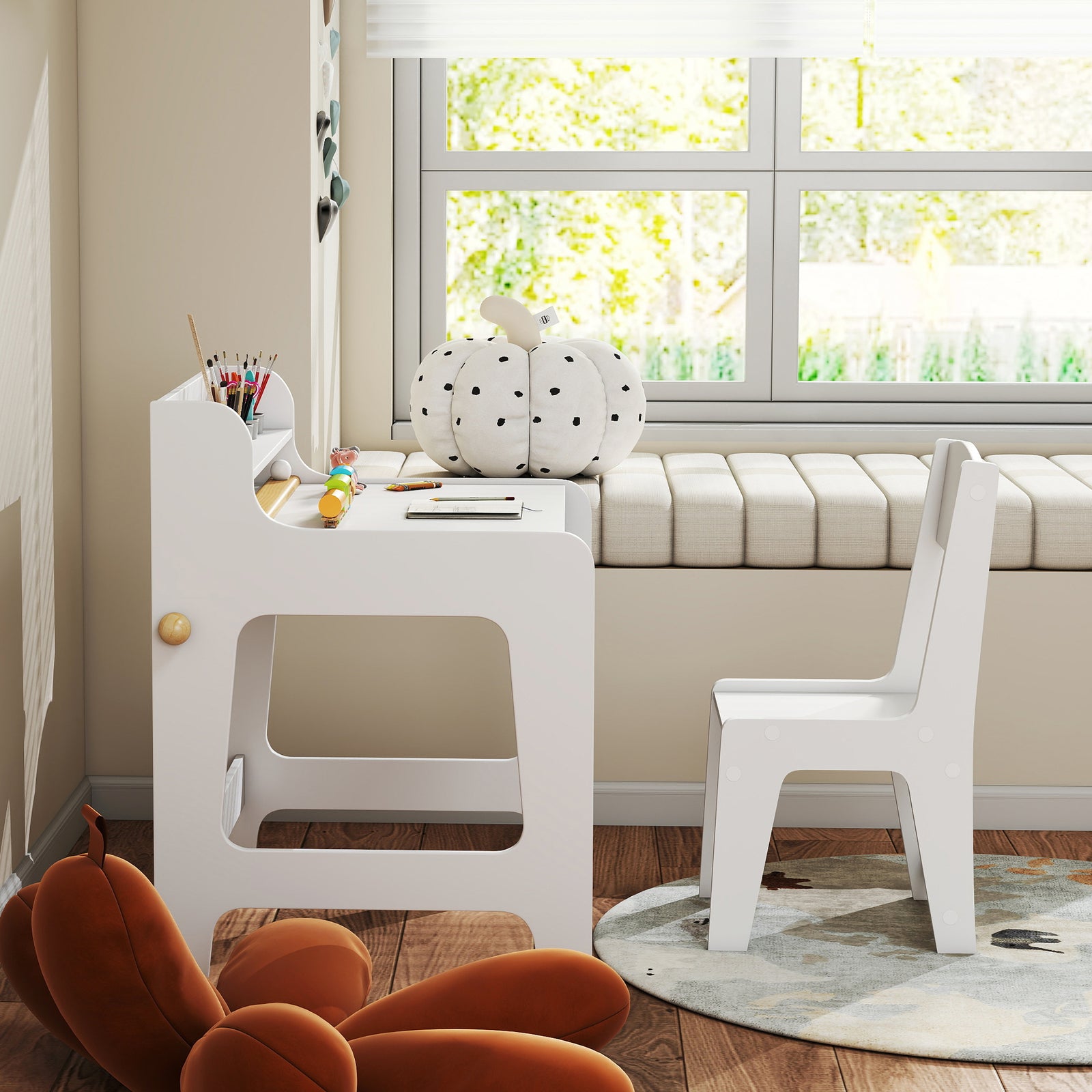 Art Table And Chair Set For Children With Drawers