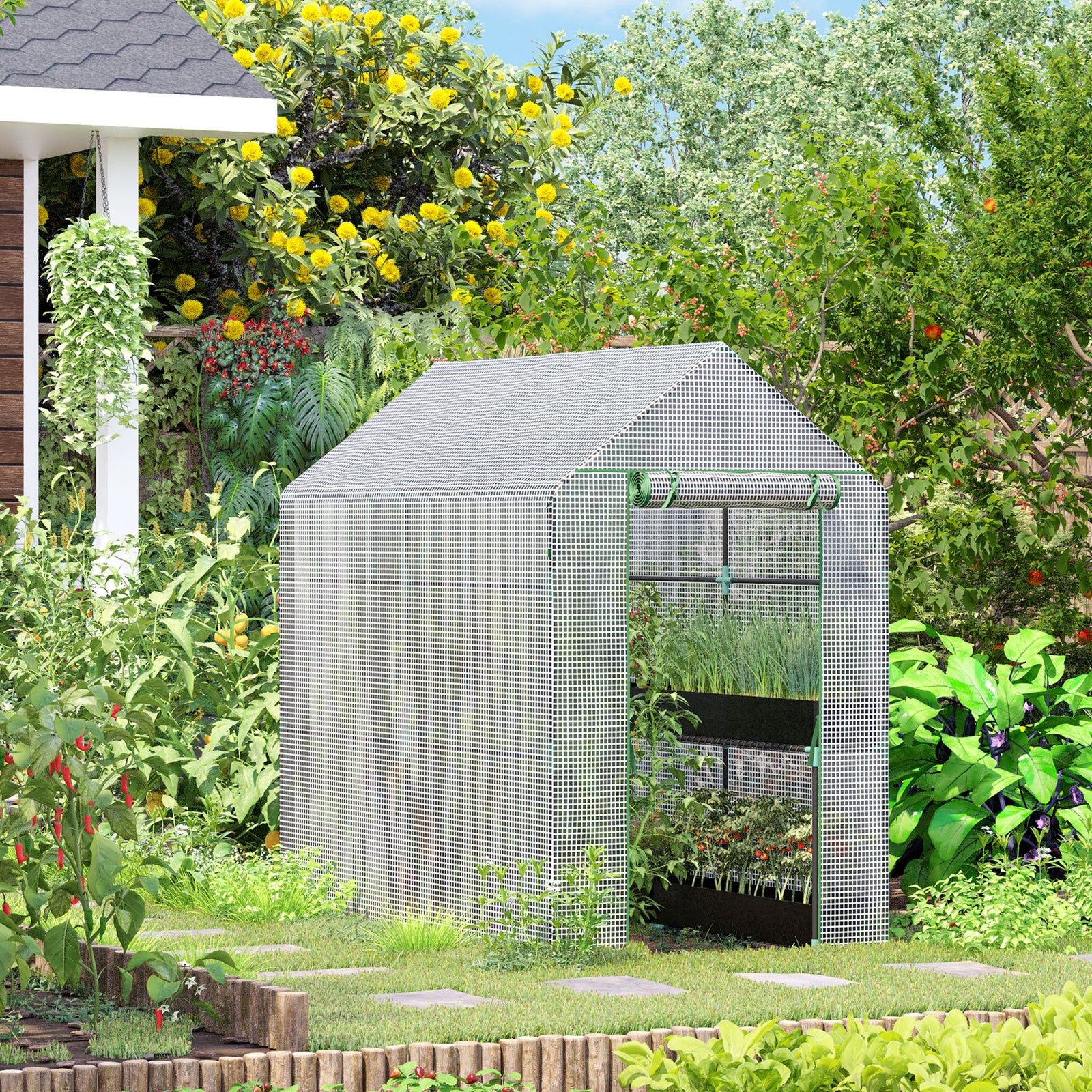 Walk-in Garden Greenhouse 186x120x190cm - White