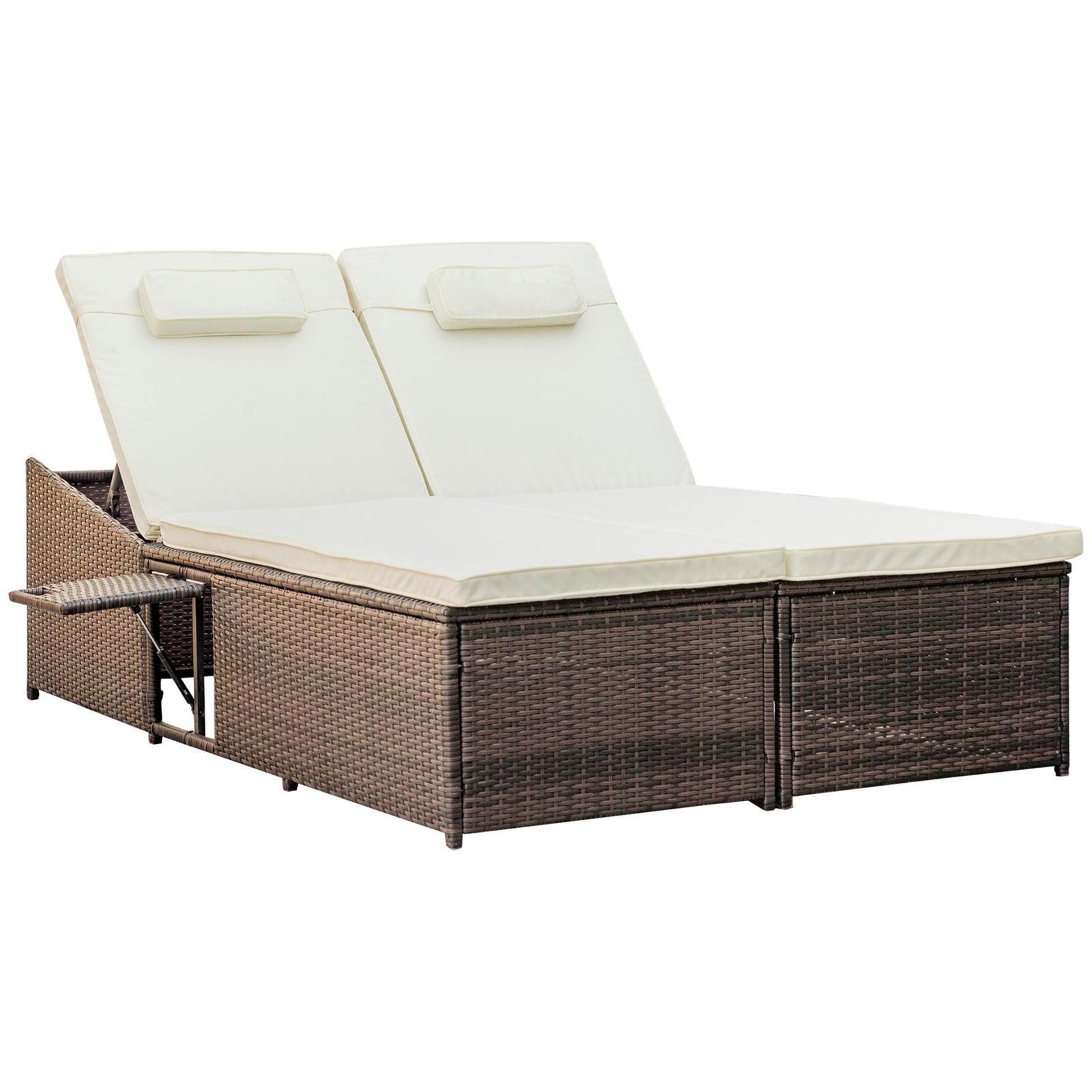 2-person Rattan Daybed Lounger Garden Recline Chair