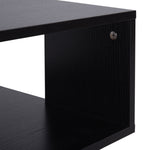 Square 2 Tier Wood Coffee Side Table Storage Shelf Rack | Black