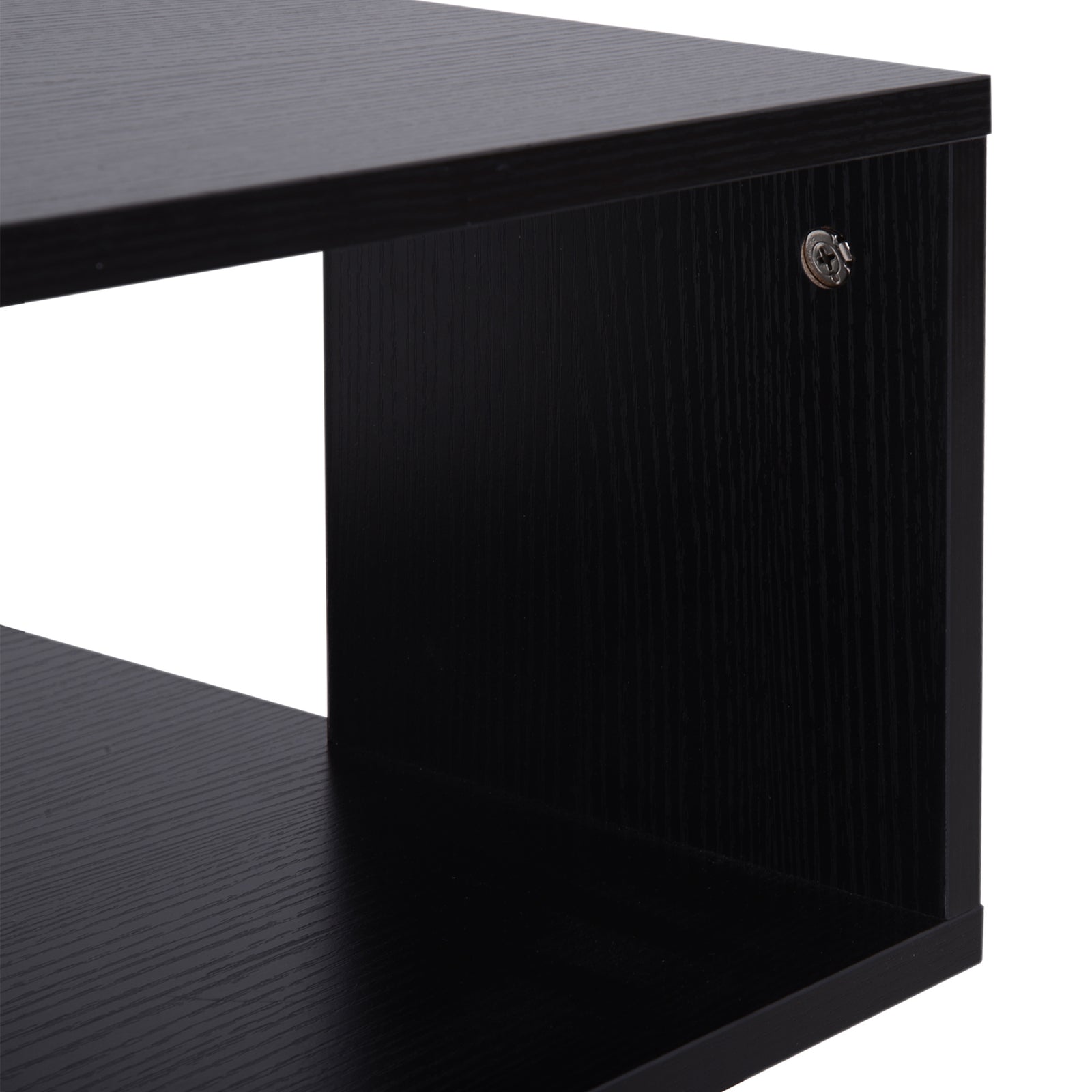 Square 2 Tier Wood Coffee Side Table Storage Shelf Rack | Black