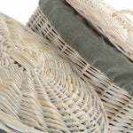 Round White Wash Laundry Hamper With Grey Sage Lining | Set-of-2
