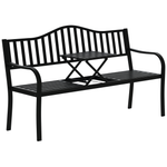 Outsunny Outdoor Bench With Liftable Middle Table, Patio Loveseat, Black