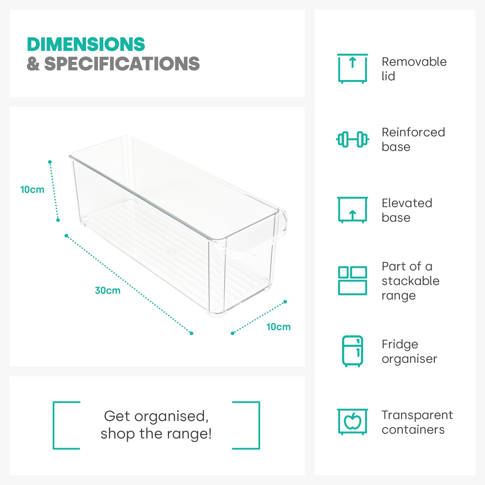 Fridge Storage Medium Containers Set Of 2