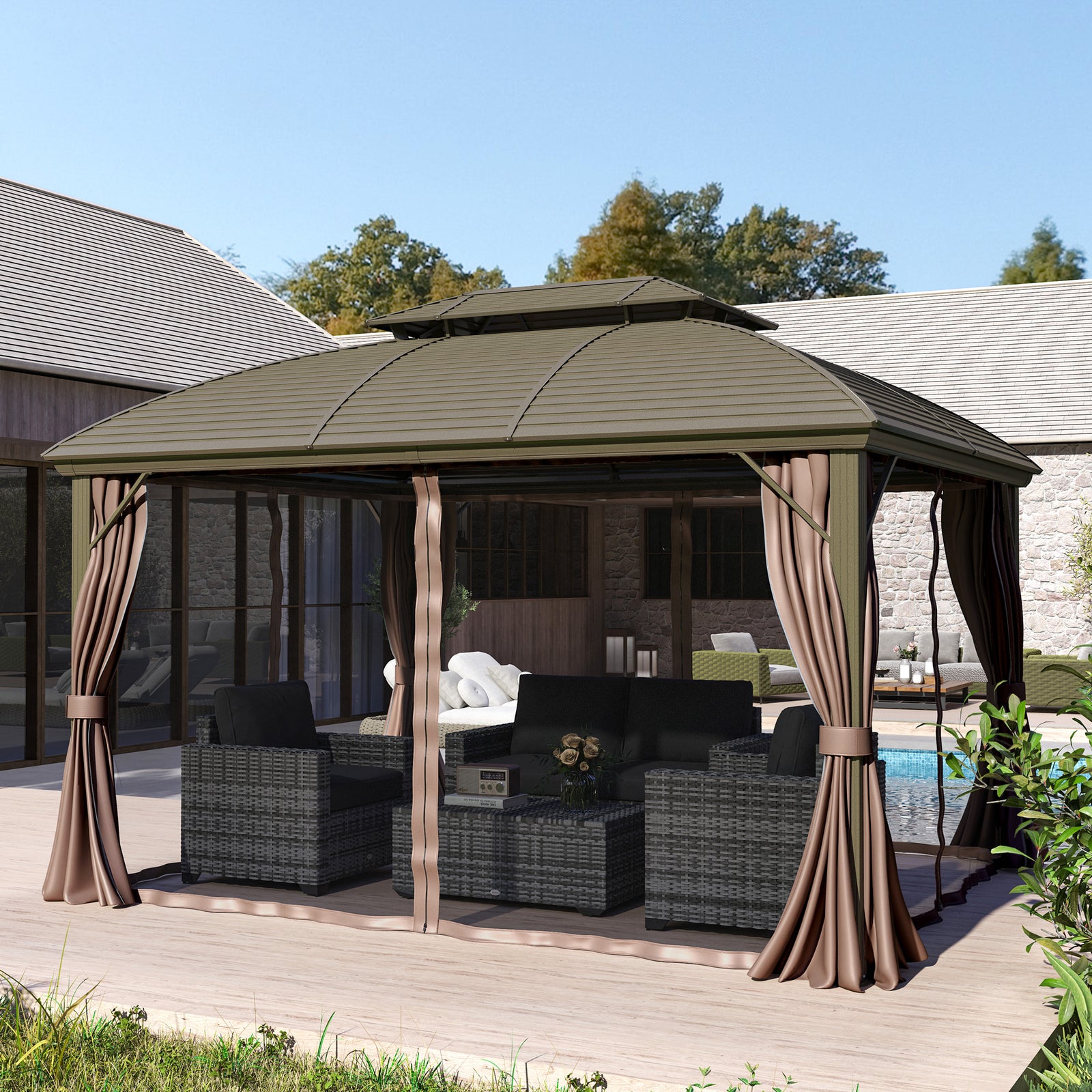 3.65x3m Hardtop Steel Gazebo