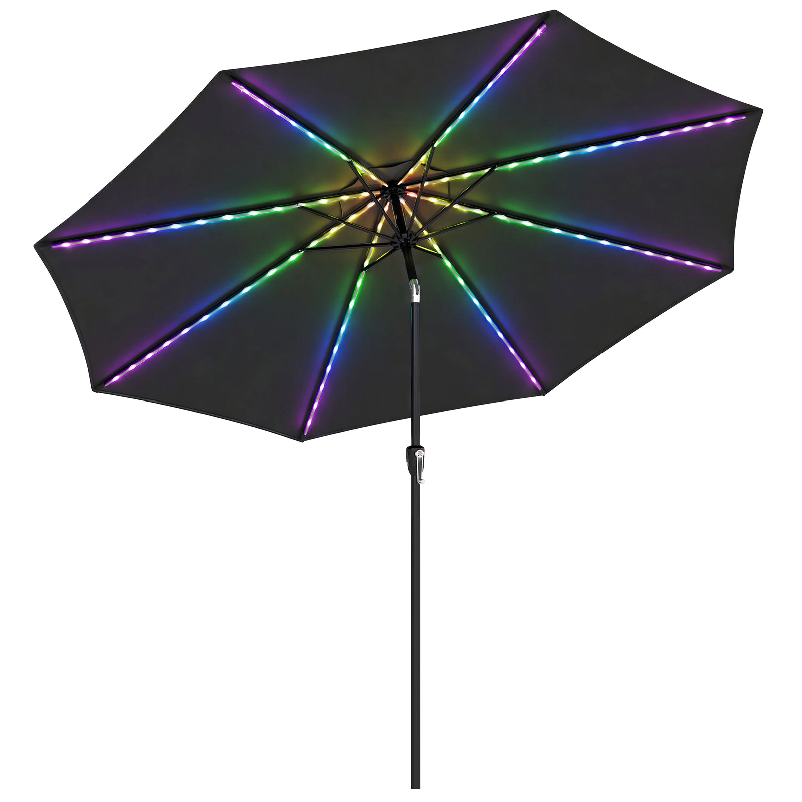 3 M Garden Parasol Umbrella With Led Lights, Patio Umbrella | Black