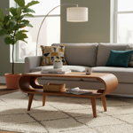 Solid Wood Amaya Nordic Style Honey Caramel Coffee Table, Open Slot, Light Brown
