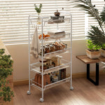 5 Tier Rolling Cart, Mesh Baskets White