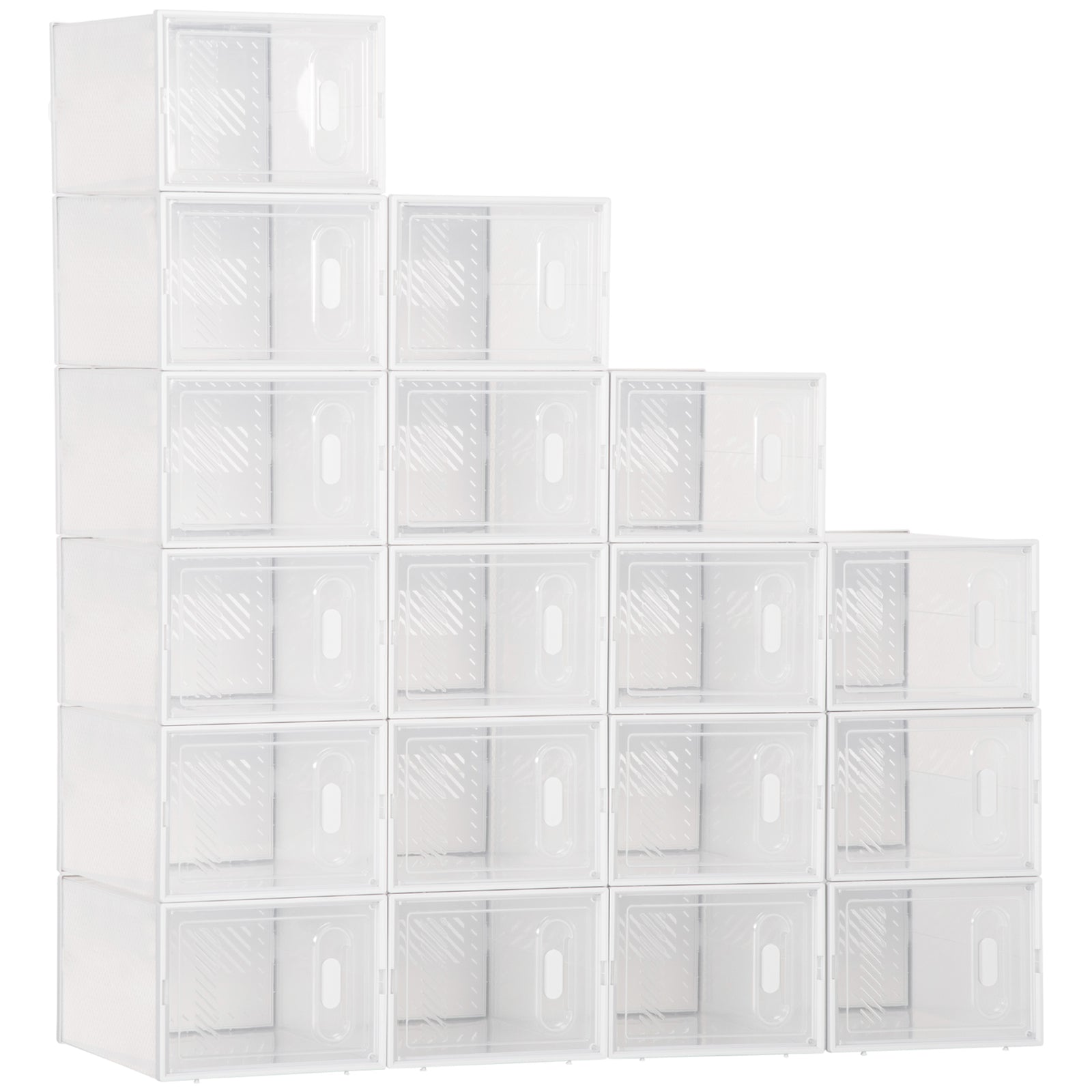 18pcs Stackable Plastic Shoe Storage Box Uk/eu Size 8.5/12 | Medium | White