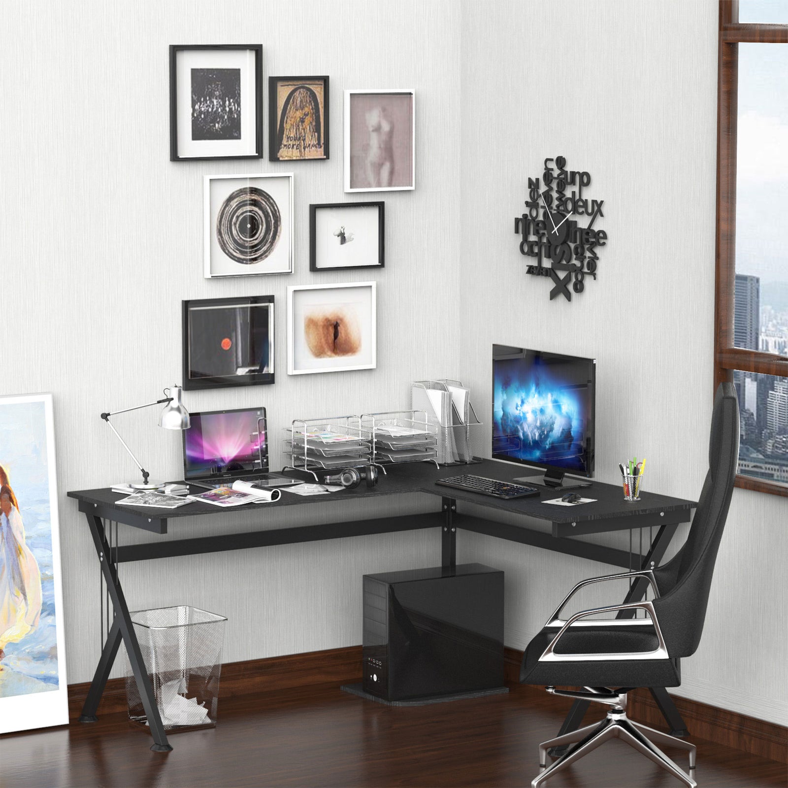 L-shaped Corner Computer Desk Laptop Workstation Pc Table