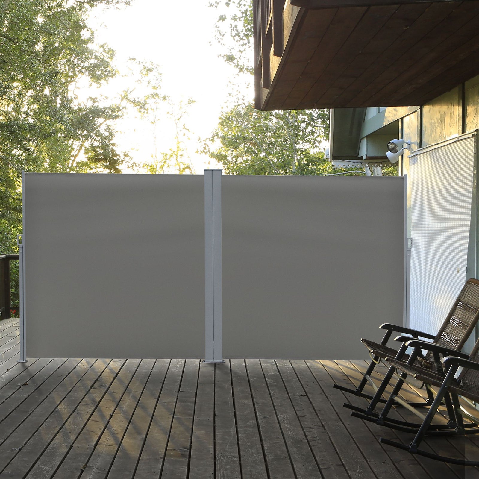 6x2m Retractable Sun Side Awning Screen, Grey