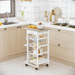 Kitchen Island Trolley W/ 4 Baskets 2 Side Racks Drawer | Antique White