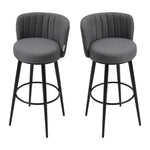 2 Pcs Premium Linen Upholstered Bar Stool | Grey